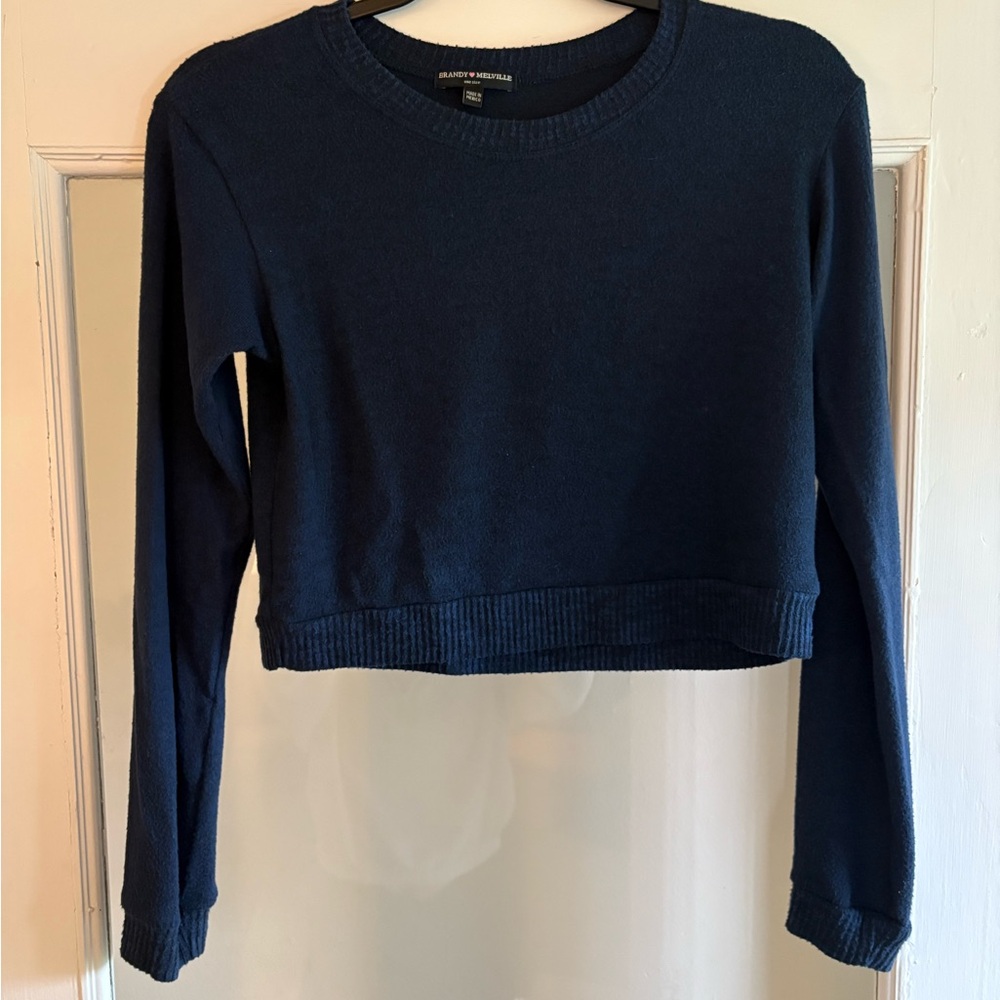 ☀️ Brandy Melville Navy Blue Cropped Sweater